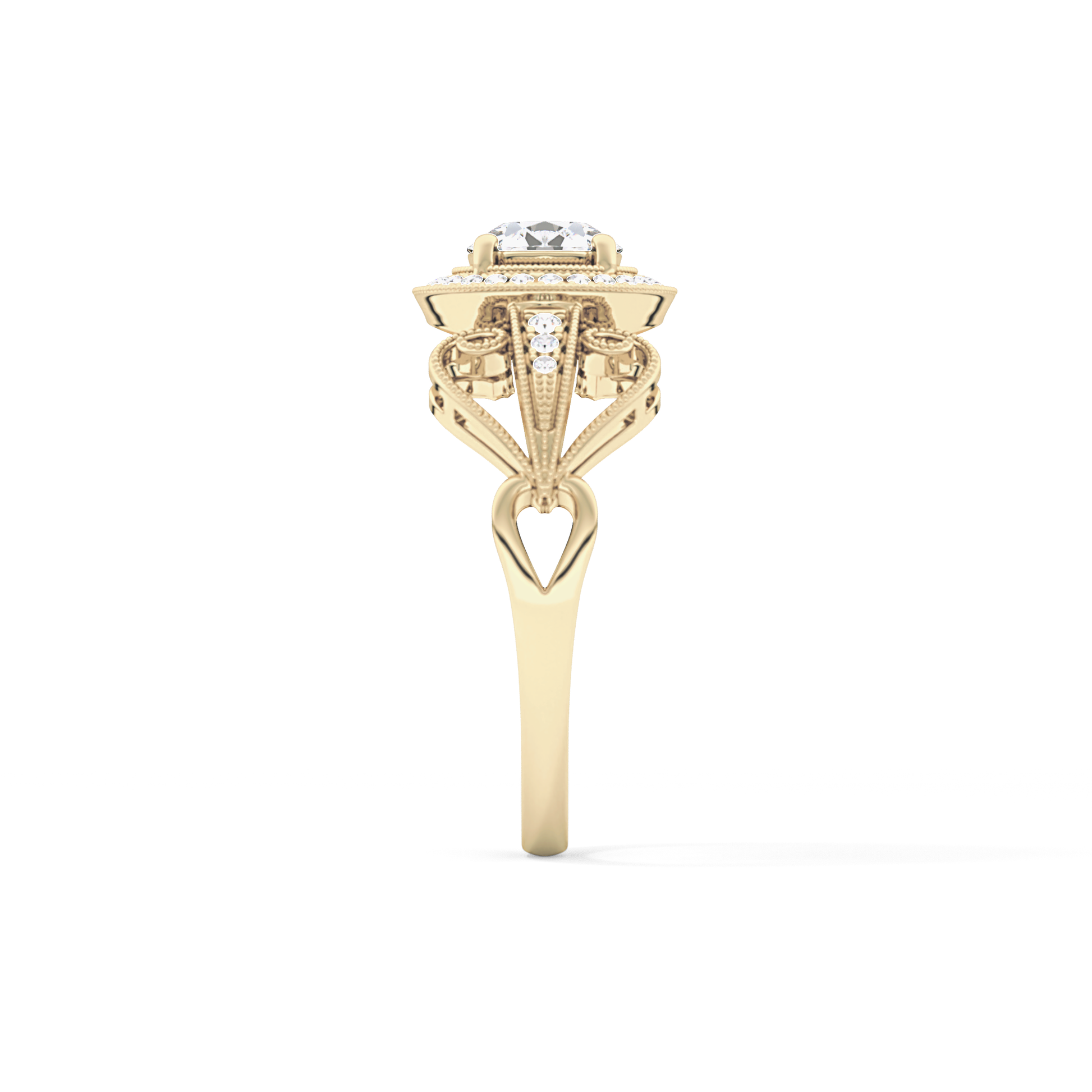 Round Cut 0.67 Carat Moissanite Ring – Halo and Pave Setting in Gold