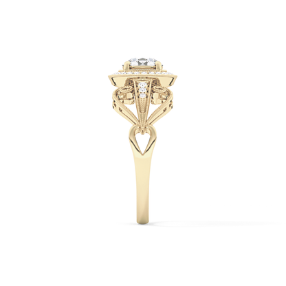Round Cut 0.67 Carat Moissanite Ring – Halo and Pave Setting in Gold