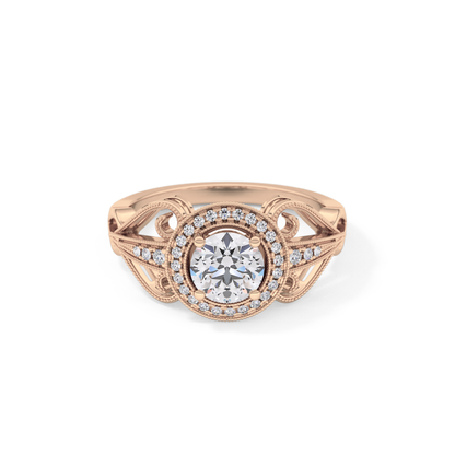 Round Cut 0.67 Carat Moissanite Ring – Halo and Pave Setting in Gold