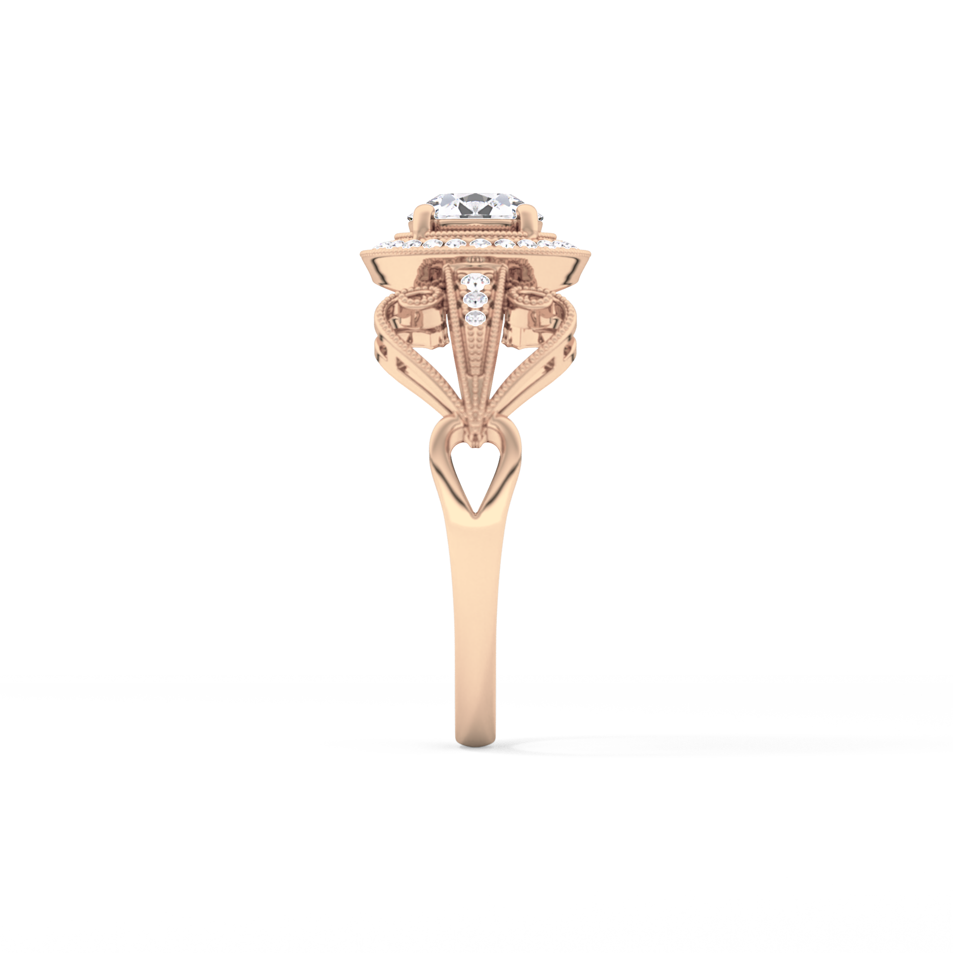 Round Cut 0.67 Carat Moissanite Ring – Halo and Pave Setting in Gold