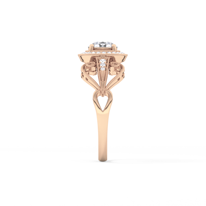 Round Cut 0.67 Carat Moissanite Ring – Halo and Pave Setting in Gold