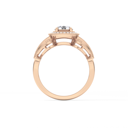 Round Cut 0.67 Carat Moissanite Ring – Halo and Pave Setting in Gold