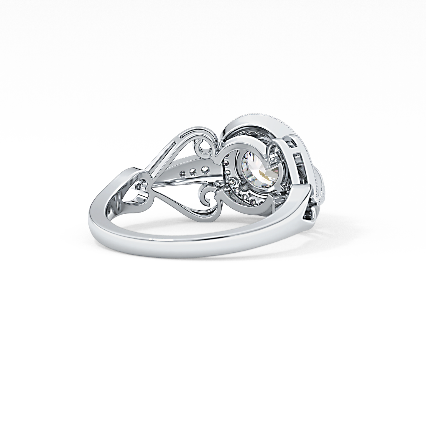 Round Cut 0.67 Carat Moissanite Ring – Halo and Pave Setting in Gold