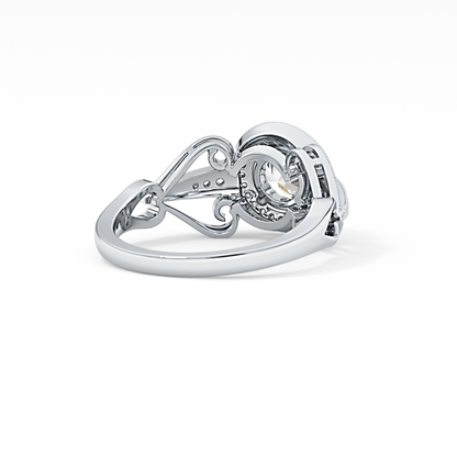 Round Cut 0.67 Carat Moissanite Ring – Halo and Pave Setting in Gold