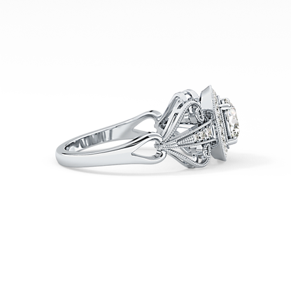 Round Cut 0.67 Carat Moissanite Ring – Halo and Pave Setting in Gold