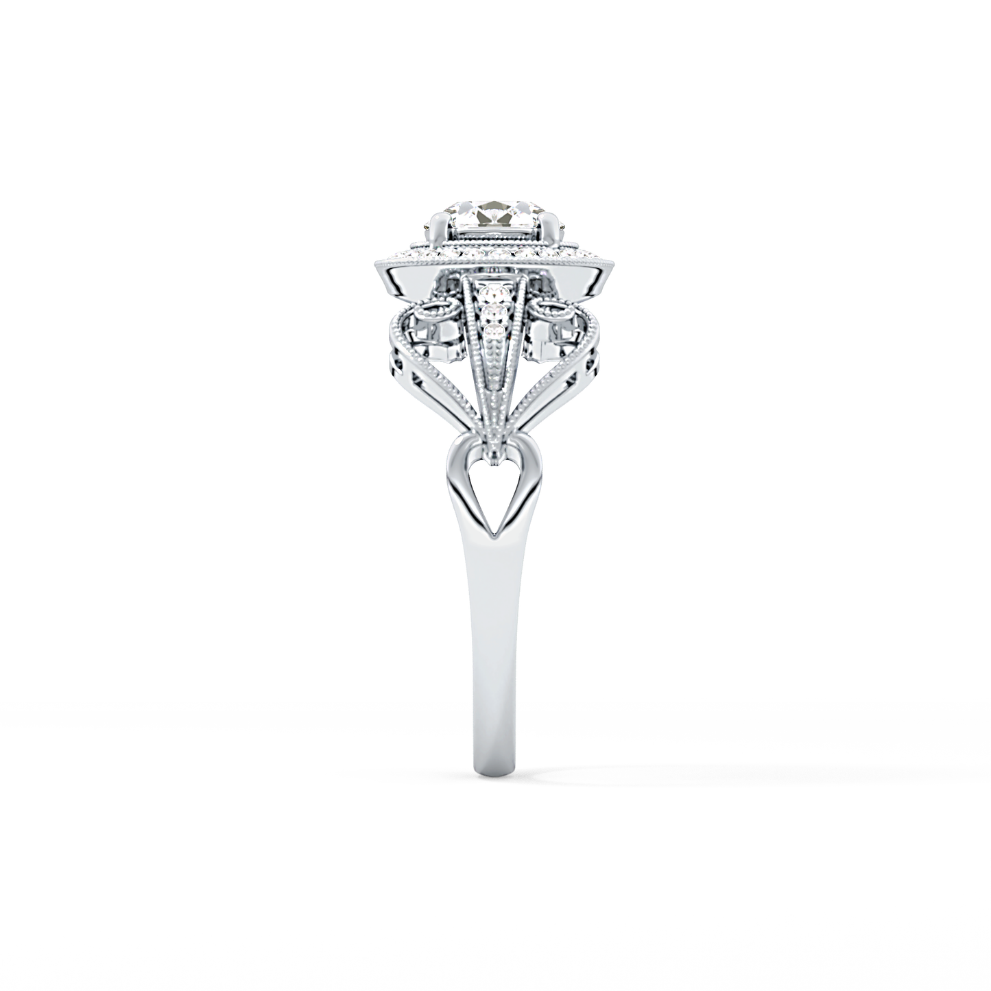Round Cut 0.67 Carat Moissanite Ring – Halo and Pave Setting in Gold