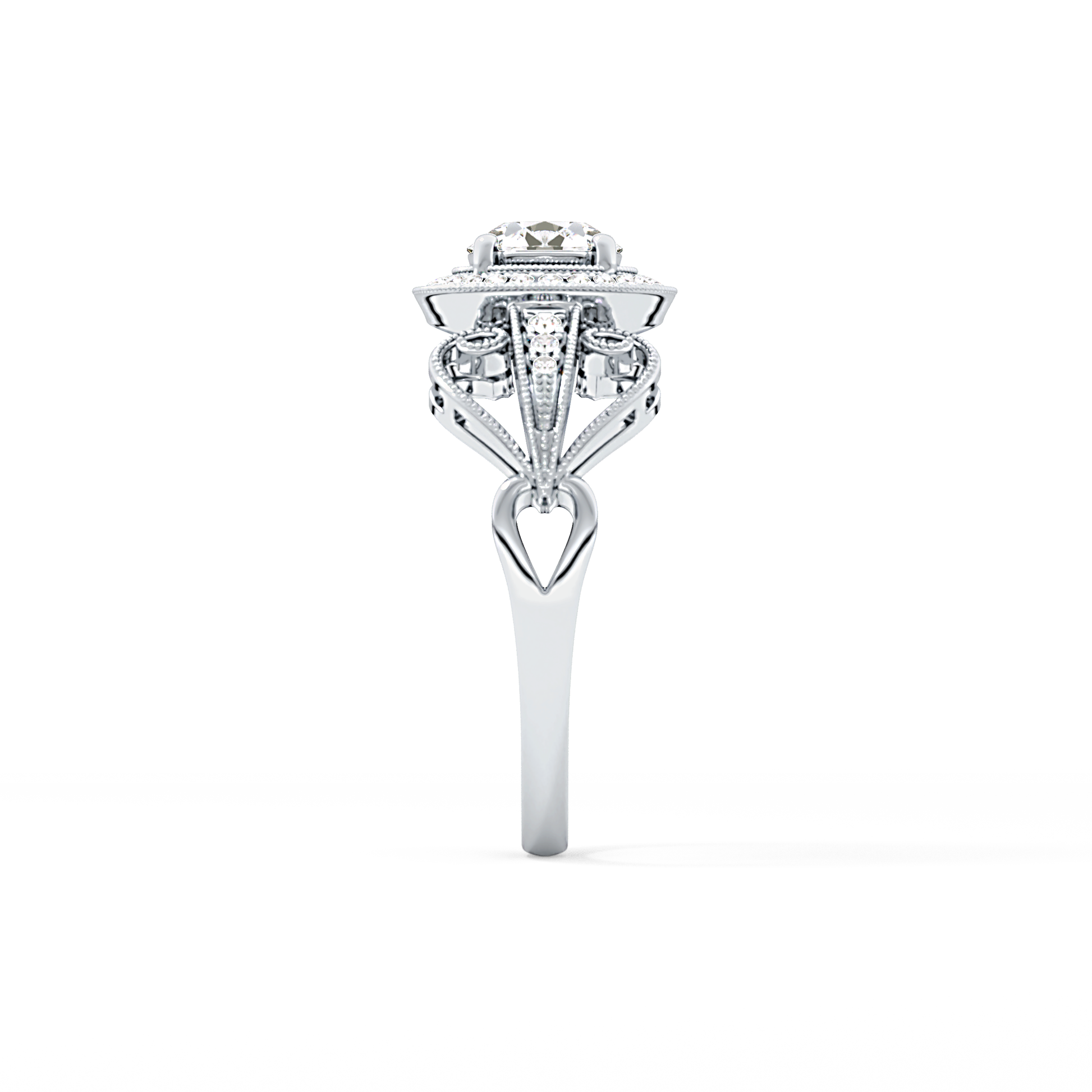 Round Cut 0.67 Carat Moissanite Ring – Halo and Pave Setting in Gold