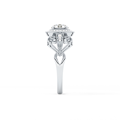 Round Cut 0.67 Carat Moissanite Ring – Halo and Pave Setting in Gold