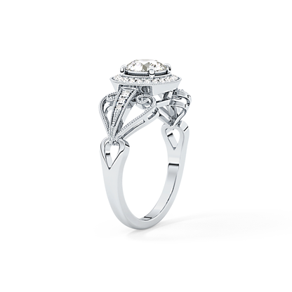 Round Cut 0.67 Carat Moissanite Ring – Halo and Pave Setting in Gold
