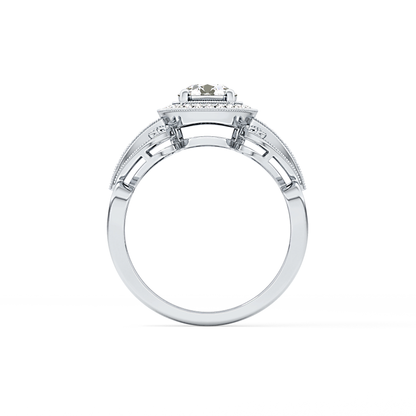 Round Cut 0.67 Carat Moissanite Ring – Halo and Pave Setting in Gold
