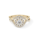 Round Cut 0.45 Carat Moissanite Ring – Halo and Criss Cross Setting in Gold