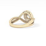 Round Cut 0.45 Carat Moissanite Ring – Halo and Criss Cross Setting in Gold
