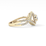 Round Cut 0.45 Carat Moissanite Ring – Halo and Criss Cross Setting in Gold