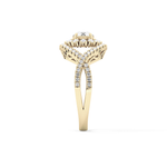 Round Cut 0.45 Carat Moissanite Ring – Halo and Criss Cross Setting in Gold