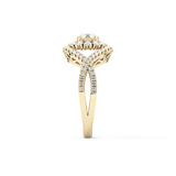 Round Cut 0.45 Carat Moissanite Ring – Halo and Criss Cross Setting in Gold