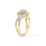 Round Cut 0.45 Carat Moissanite Ring – Halo and Criss Cross Setting in Gold