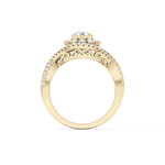 Round Cut 0.45 Carat Moissanite Ring – Halo and Criss Cross Setting in Gold