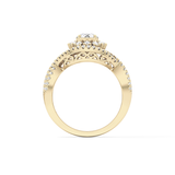 Round Cut 0.45 Carat Moissanite Ring – Halo and Criss Cross Setting in Gold