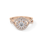 Round Cut 0.45 Carat Moissanite Ring – Halo and Criss Cross Setting in Gold
