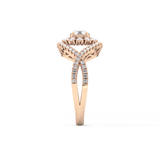 Round Cut 0.45 Carat Moissanite Ring – Halo and Criss Cross Setting in Gold