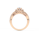 Round Cut 0.45 Carat Moissanite Ring – Halo and Criss Cross Setting in Gold