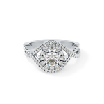 Round Cut 0.45 Carat Moissanite Ring – Halo and Criss Cross Setting in Gold