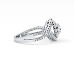 Round Cut 0.45 Carat Moissanite Ring – Halo and Criss Cross Setting in Gold