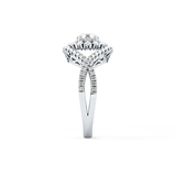 Round Cut 0.45 Carat Moissanite Ring – Halo and Criss Cross Setting in Gold