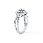 Round Cut 0.45 Carat Moissanite Ring – Halo and Criss Cross Setting in Gold