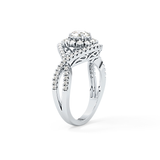 Round Cut 0.45 Carat Moissanite Ring – Halo and Criss Cross Setting in Gold