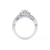 Round Cut 0.45 Carat Moissanite Ring – Halo and Criss Cross Setting in Gold