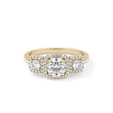 Round Cut 0.79 Carat Moissanite Ring – Cluster Setting in Gold