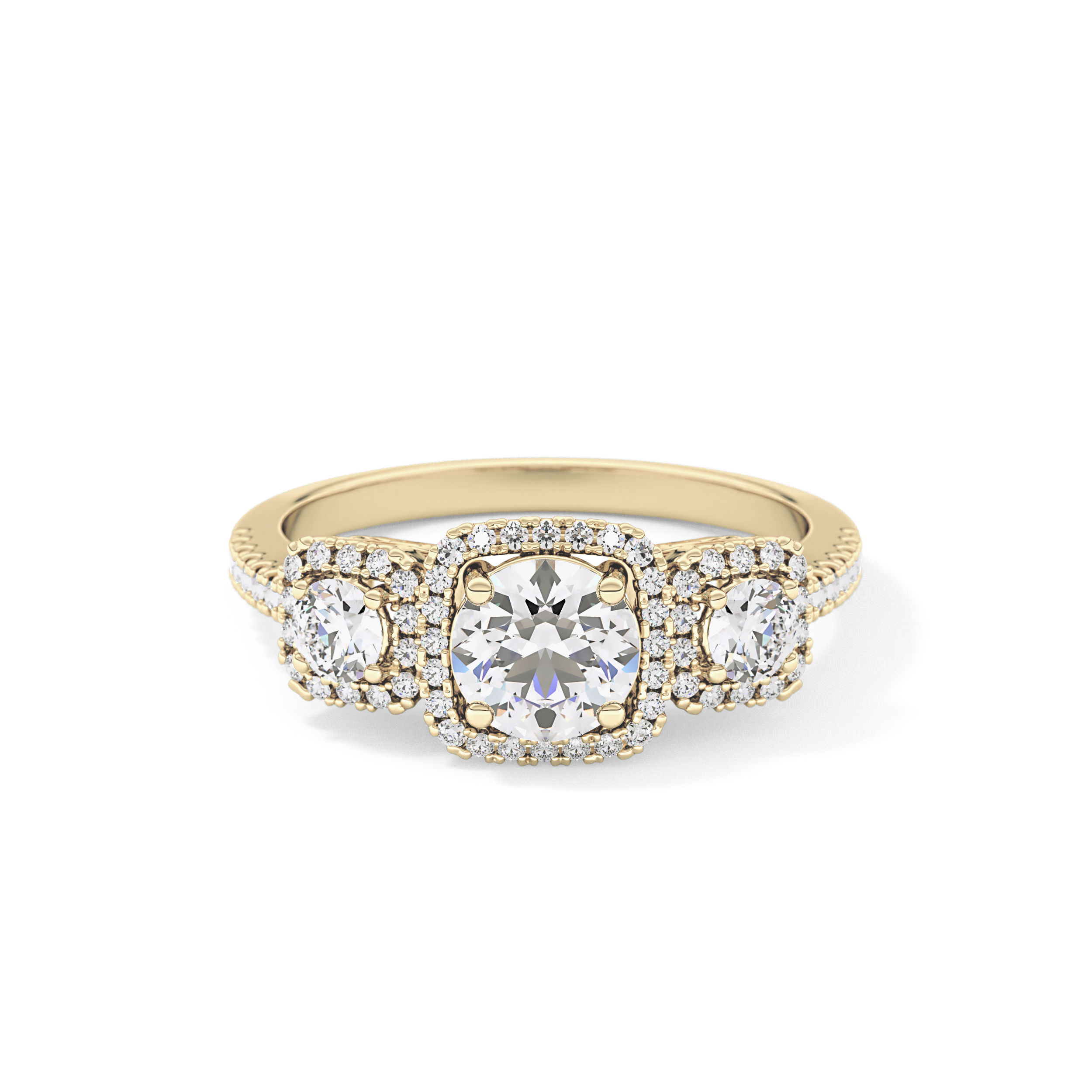 Round Cut 0.79 Carat Moissanite Ring – Cluster Setting in Gold