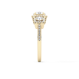 Round Cut 0.79 Carat Moissanite Ring – Cluster Setting in Gold