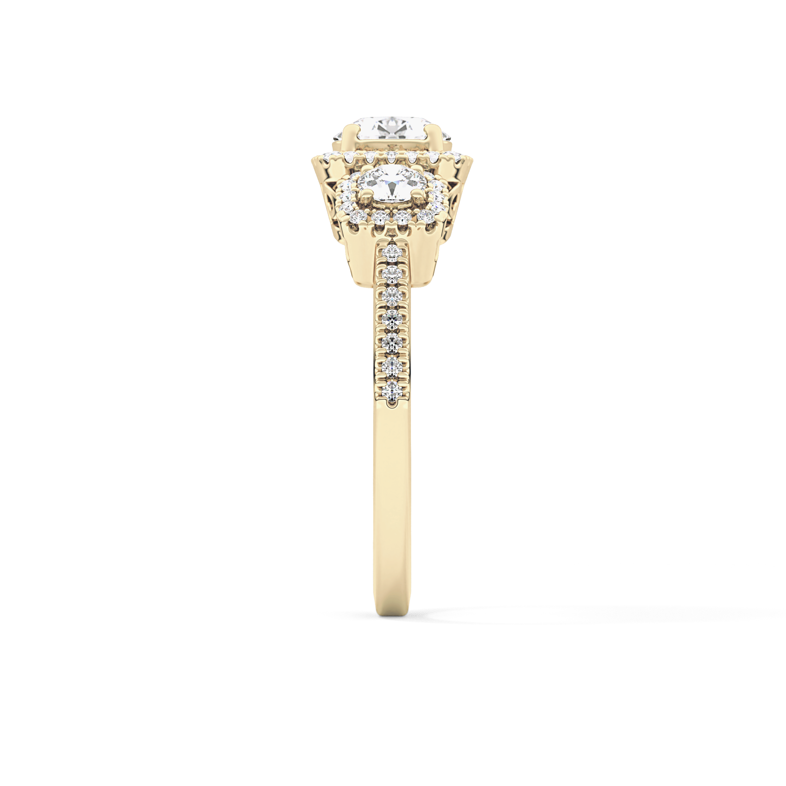 Round Cut 0.79 Carat Moissanite Ring – Cluster Setting in Gold