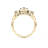 Round Cut 0.79 Carat Moissanite Ring – Cluster Setting in Gold