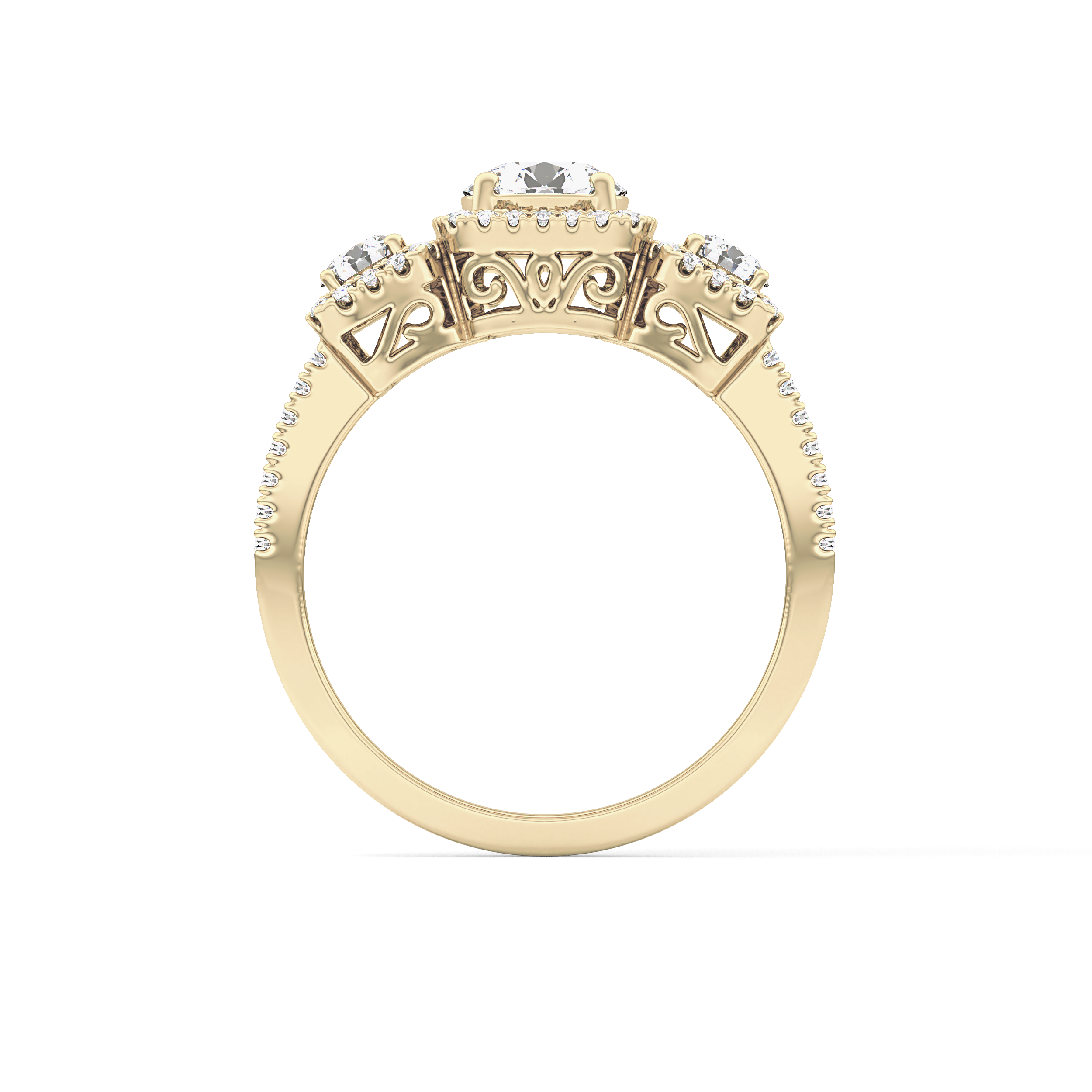 Round Cut 0.79 Carat Moissanite Ring – Cluster Setting in Gold