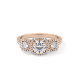 Round Cut 0.79 Carat Moissanite Ring – Cluster Setting in Gold