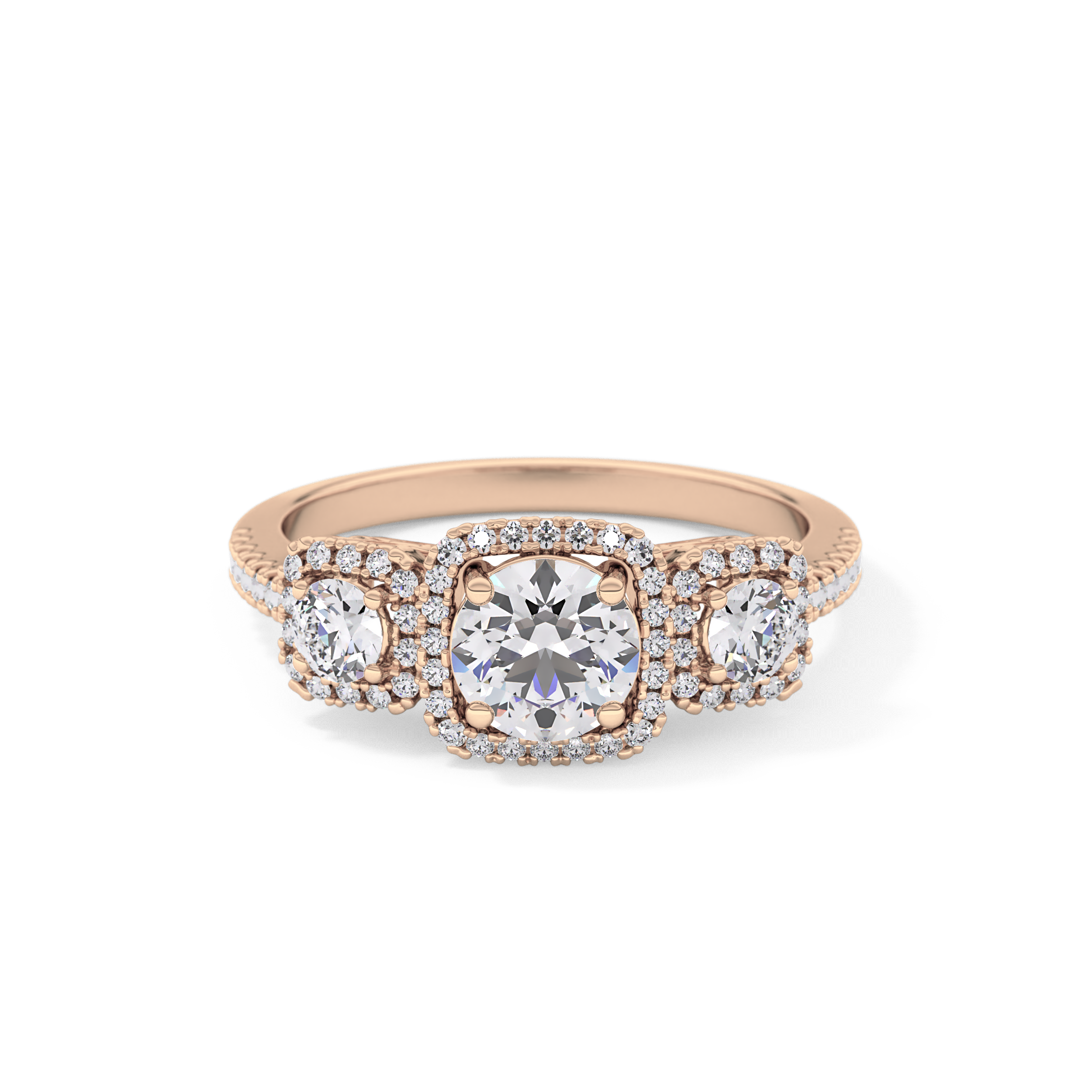 Round Cut 0.79 Carat Moissanite Ring – Cluster Setting in Gold