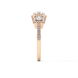 Round Cut 0.79 Carat Moissanite Ring – Cluster Setting in Gold
