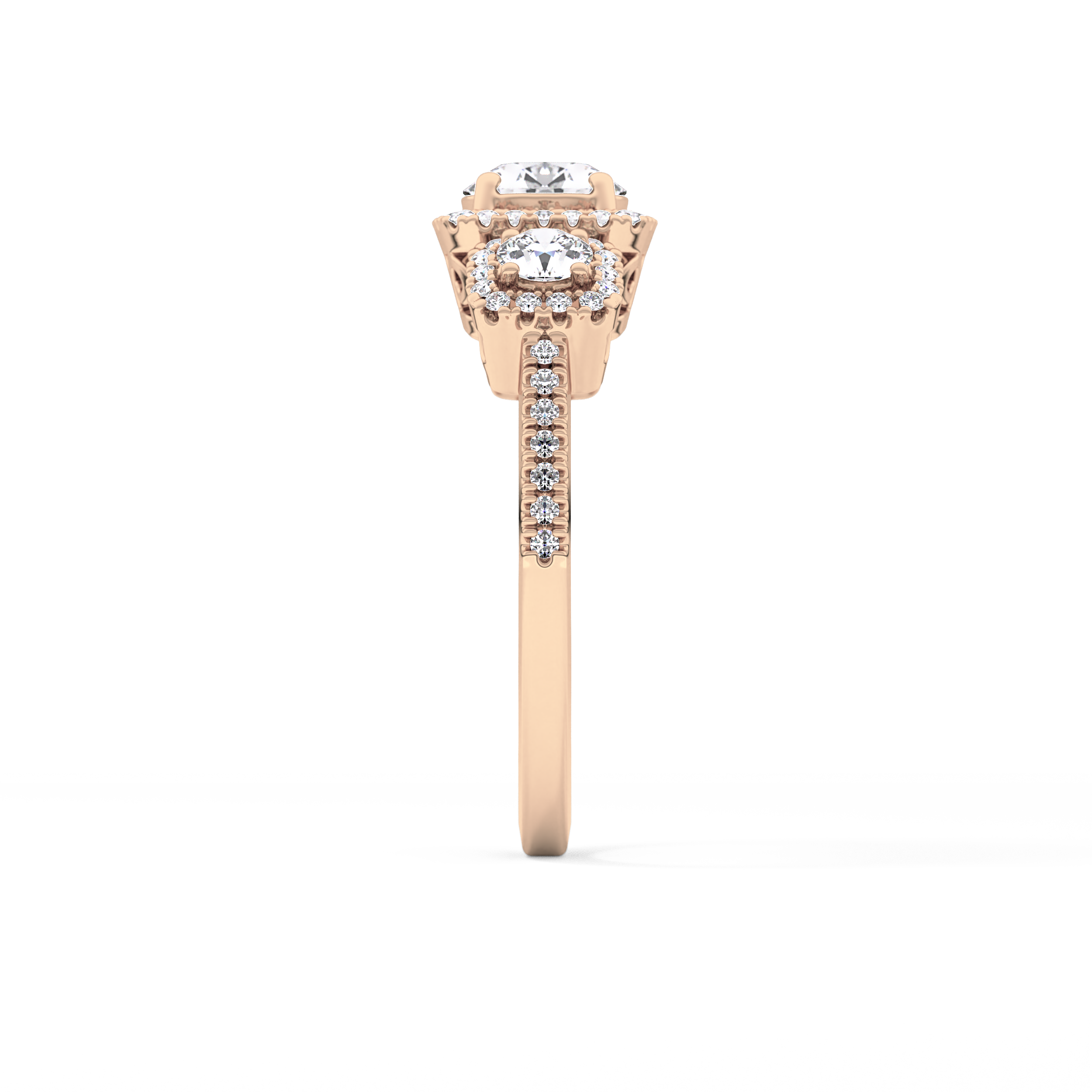 Round Cut 0.79 Carat Moissanite Ring – Cluster Setting in Gold