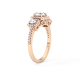Round Cut 0.79 Carat Moissanite Ring – Cluster Setting in Gold