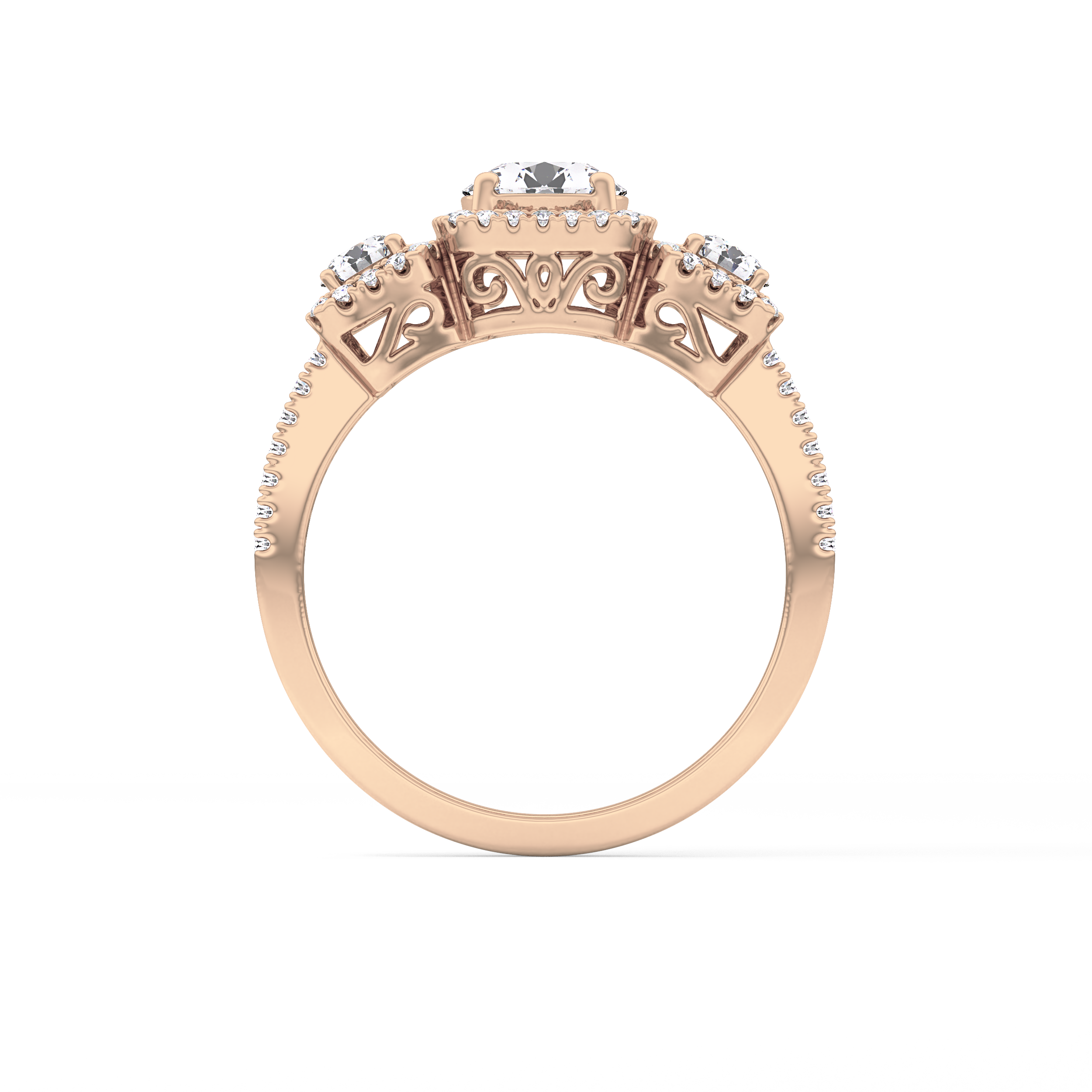 Round Cut 0.79 Carat Moissanite Ring – Cluster Setting in Gold