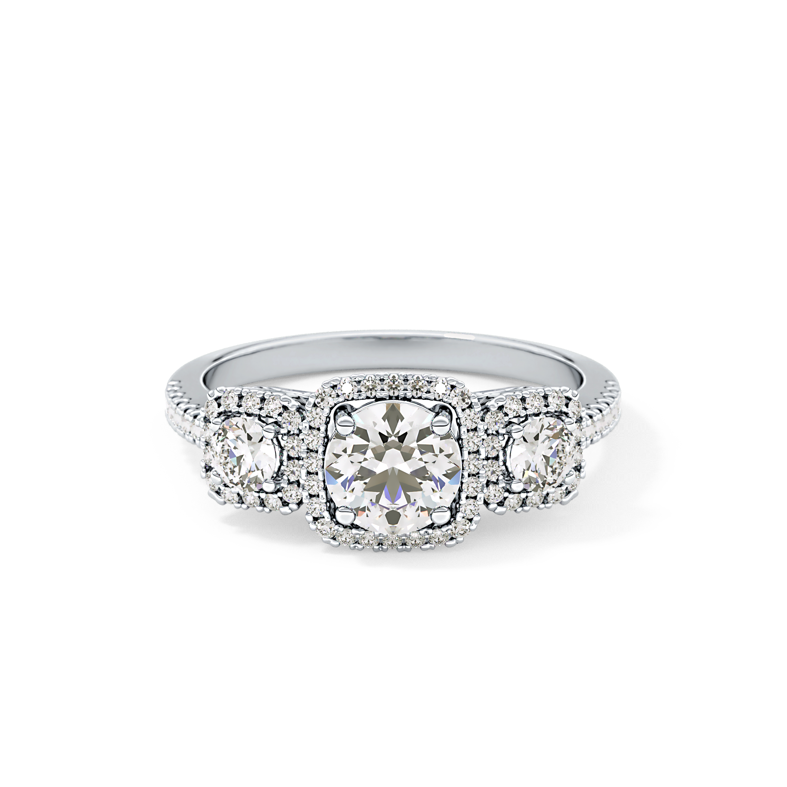 Round Cut 0.79 Carat Moissanite Ring – Cluster Setting in Gold
