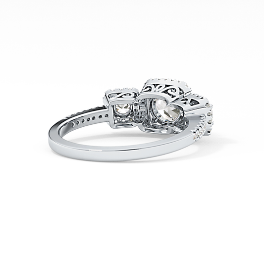 Round Cut 0.79 Carat Moissanite Ring – Cluster Setting in Gold