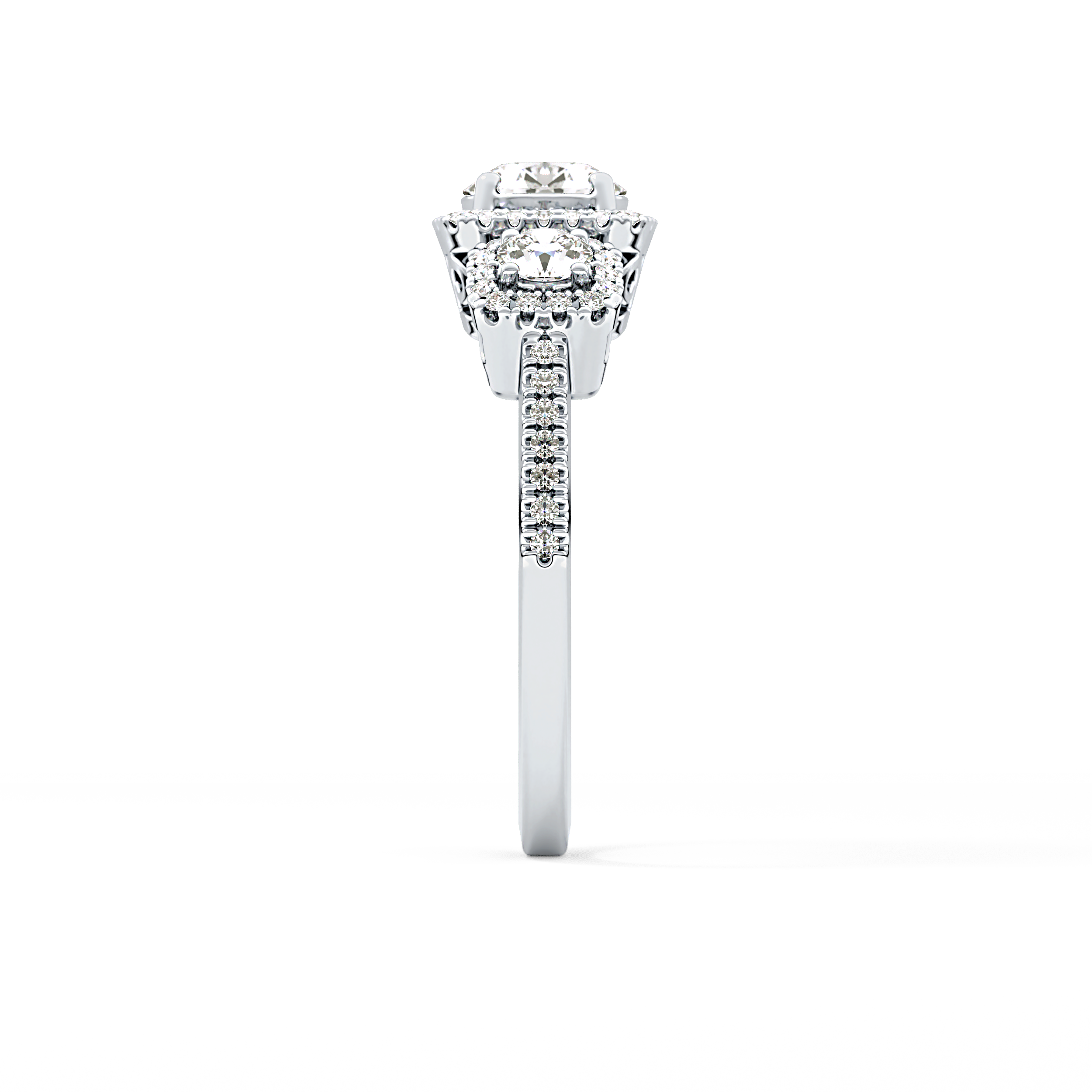 Round Cut 0.79 Carat Moissanite Ring – Cluster Setting in Gold