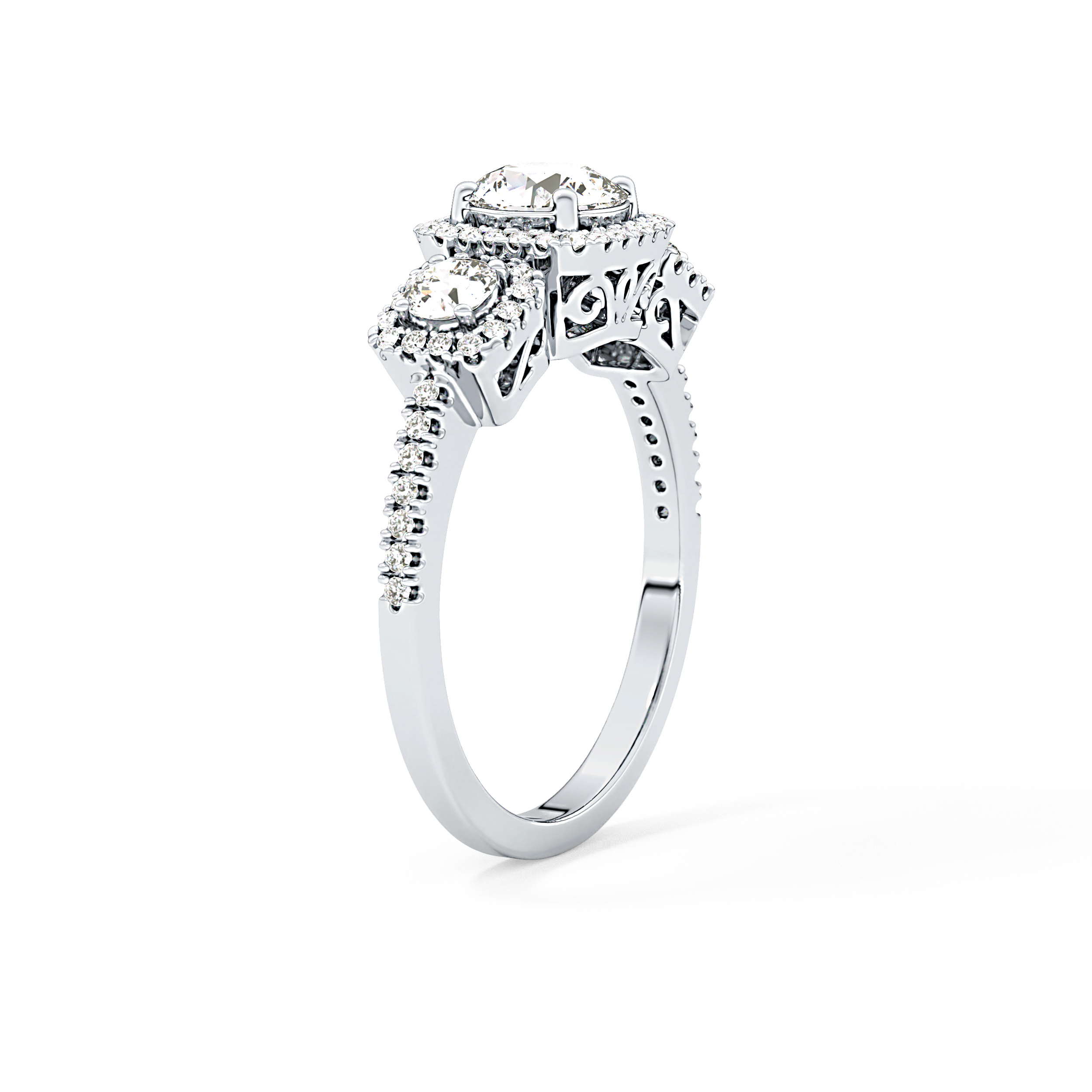 Round Cut 0.79 Carat Moissanite Ring – Cluster Setting in Gold