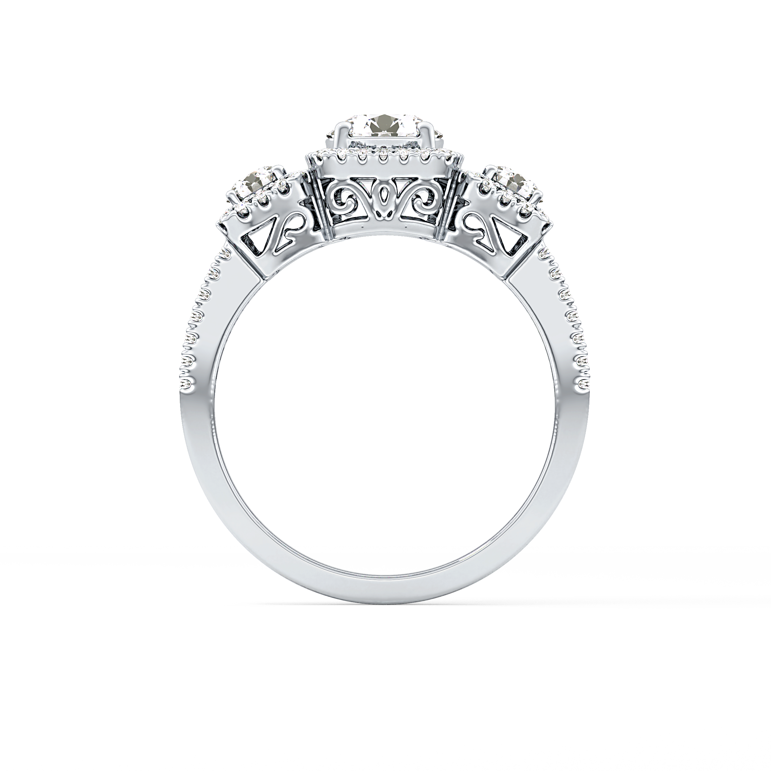 Round Cut 0.79 Carat Moissanite Ring – Cluster Setting in Gold