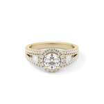 Round Cut 0.62 Carat Moissanite Ring – Cluster Setting in Gold