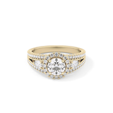 Round Cut 0.62 Carat Moissanite Ring – Cluster Setting in Gold